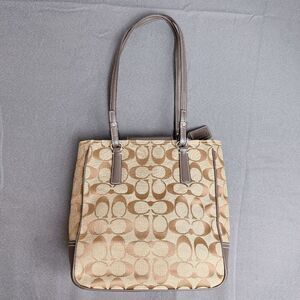 COACH VINTAGE BROWN/TAN SIGNATURE TOTE 6090 SHOULDER BAG